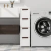 Schmaler Badezimmerschrank mit 4 Schubladen & Rädern Nischenregal Badschrank Weiß