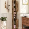 Schmaler Badschrank mit Toilettenpapierhalter & Seitenhaken Hochschrank Badezimmerschrank Vintage