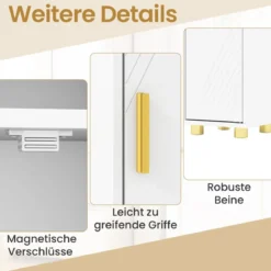 Schmaler Badschrank mit Toilettenpapierhalter & Seitenhaken Hochschrank Badezimmerschrank Weiß