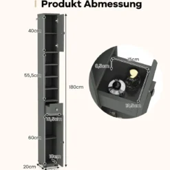 Schmaler Badschrank mit 2 Türen & 1 Schublade & Verstellbaren Regalen Badezimmerschrank Grau