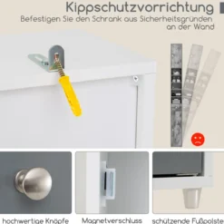 Schmaler Badschrank mit 2 Türen & 1 Schublade Hochschrank 20 x 20 x 180 cm
