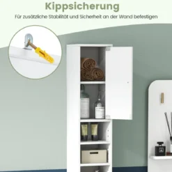 Schmaler Badschrank mit 2 Türen & 1 Schublade Hochschrank 20 x 20 x 180 cm