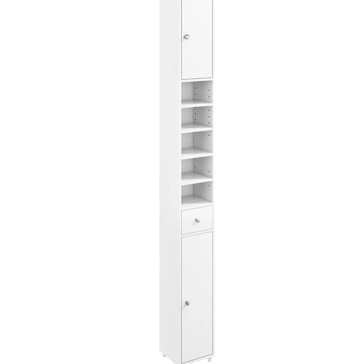 Schmaler Badschrank mit 2 Türen & 1 Schublade Hochschrank 20 x 20 x 180 cm