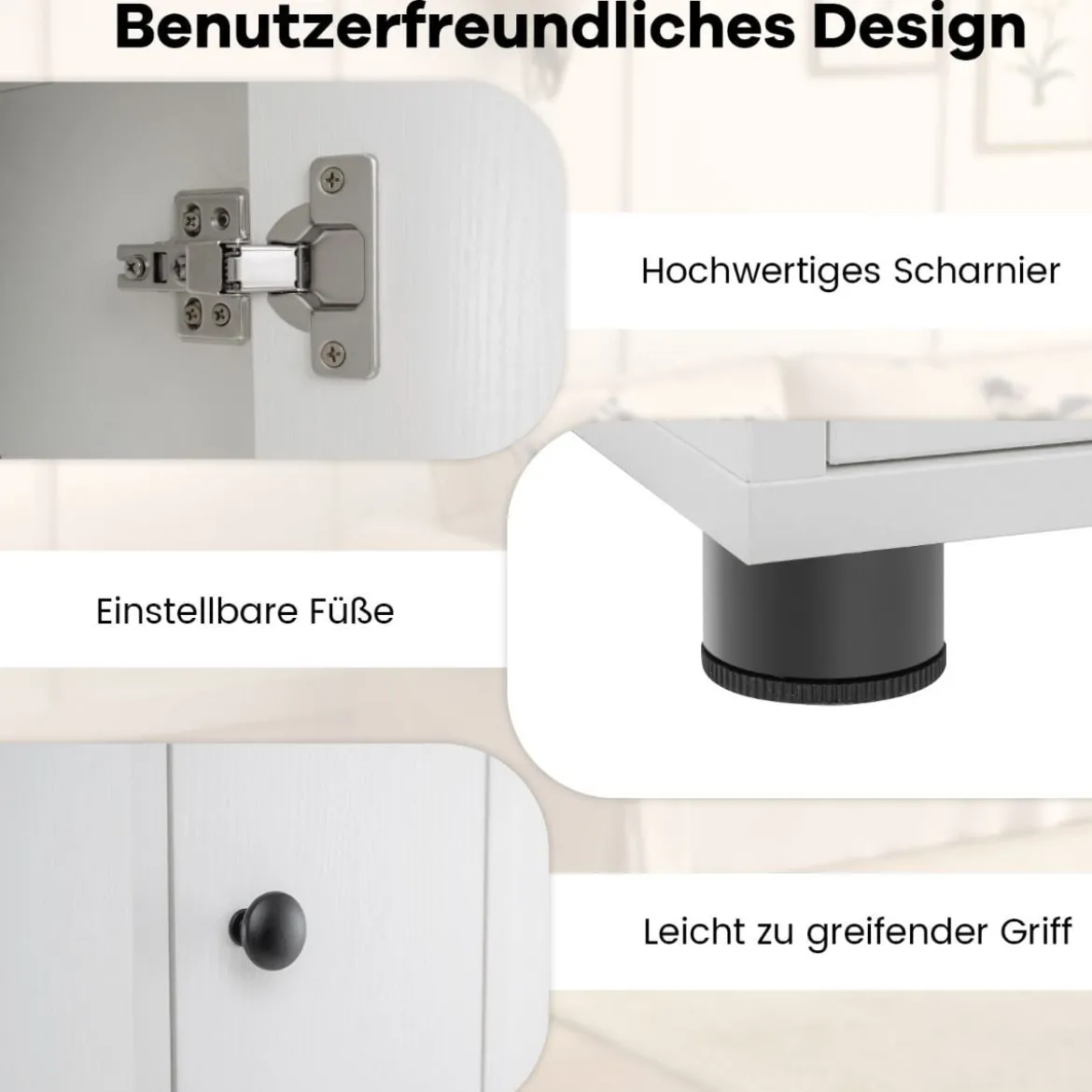 Schmaler Badschrank mit 2 Türen & 1 Schublade & Verstellbaren Regalen Badezimmerschrank Weiß