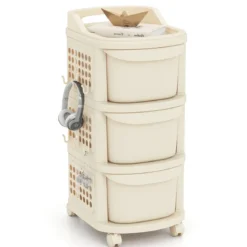 Schmaler Nischenschrank auf Rollen Nischenregal mit 3 Schubladen & Pegboard Nischenwagen