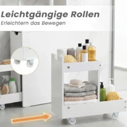 Schmaler Nischenschrank mit Offenen Regalen & Schublade & Herausziehbarem Wage Badschrank