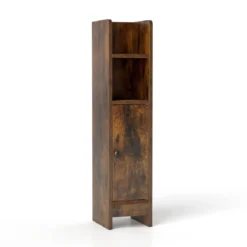 Schmaler Toilettenschrank mit 2 Offenen Fächern & 2 Abnehmbarer Ablage Badschrank Vintage