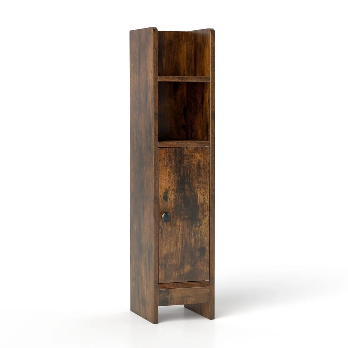 Schmaler Toilettenschrank mit 2 Offenen Fächern & 2 Abnehmbarer Ablage Badschrank Vintage