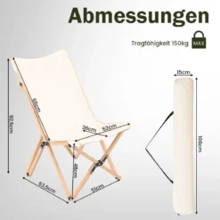 Schmetterlingsstuhl im 2er-Set Klappstuhl aus Bambus Beige