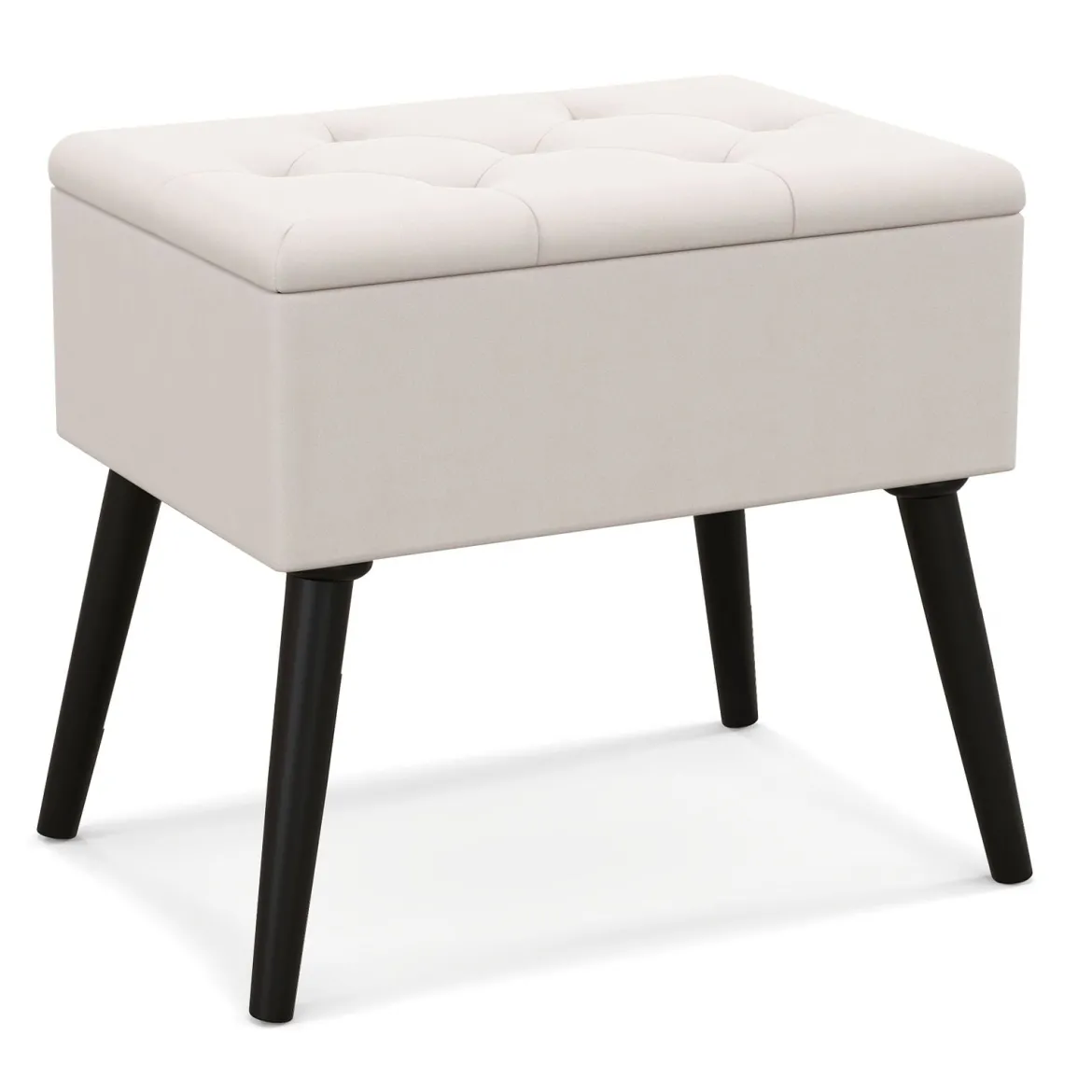 Schminkhocker mit Stauraum Polsterhocker mit Aufklappbarem Gepolstertem Sitz Beige