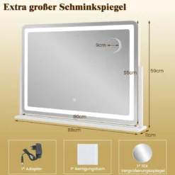Schminkspiegel mit Beleuchtung großer Kosmetikspiegel mit 10X Vergrößerung Weiß