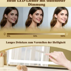 Schminkspiegel mit Beleuchtung großer Kosmetikspiegel mit 10X Vergrößerung Weiß