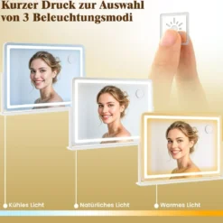 Schminkspiegel mit Beleuchtung großer Kosmetikspiegel mit 10X Vergrößerung Weiß
