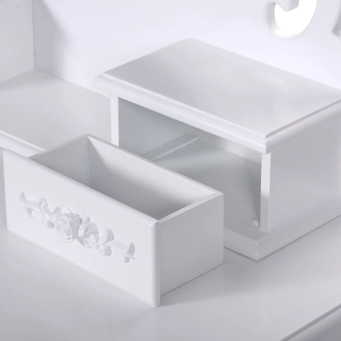 Schminktisch Frisierkommode Frisiertisch mit Hocker Kosmetiktisch 4 Schubladen