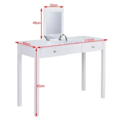 Schminktisch Frisiertisch Frisierkommode Kosmetiktisch mit Klappspiegel und Schubladen 112 x 48 x 82 cm