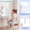 Schminktisch Kinder 2 in 1 Einhorn Frisiertisch mit abnehmbarem Spiegel & 2 Lichtfarben Weiß