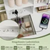 Schminktisch mit beleuchtetem Spiegel Frisiertisch & Hocker-Set 3-Farben-LED-Lichter Spiegelkabinett Weiß