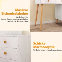 Schminktisch mit Beleuchtung Frisiertisch mit abnehmbarem Spiegel 3 Beleuchtungsmodi 5 Schubladen Weiß