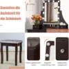 Schminktisch mit Hocker 360° drehbarem Spiegel und 10 dimmbaren LED-Birnen Kosmetiktisch Braun