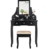 Schminktisch mit Hocker Frisiertisch-Set Kosmetiktisch mit 5 Schubladen und Spiegel Schwarz