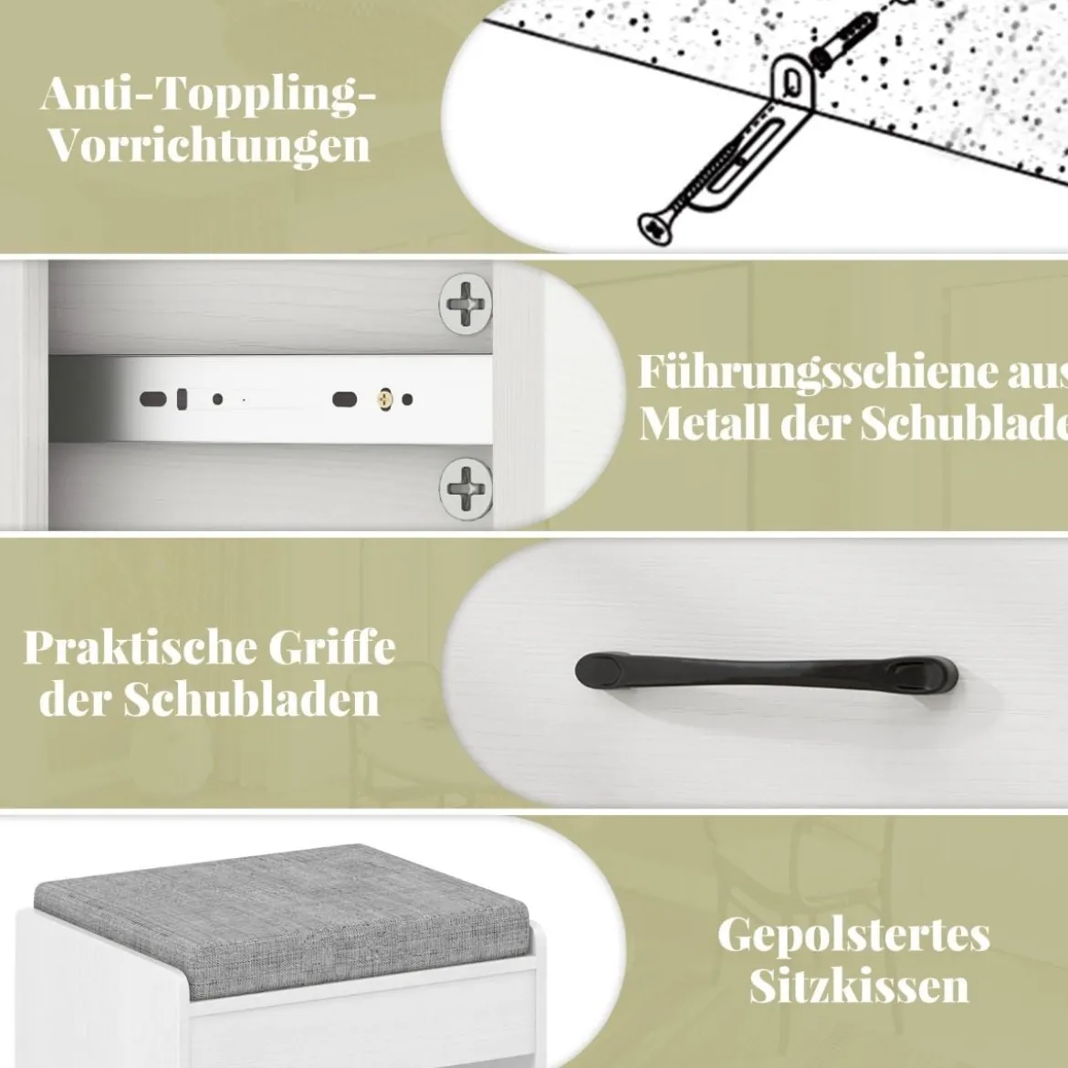 Schminktisch mit LED-Beleuchtung 3 Farben mit Einstellbarer Helligkeit Weiß
