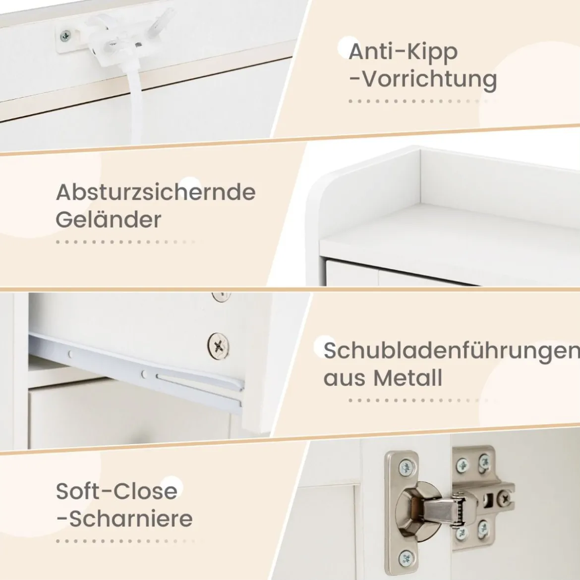 Schminktisch mit LED-Beleuchtung 3 Farben mit Einstellbarer Helligkeit Kosmetiktisch mit Spiegel Weiß
