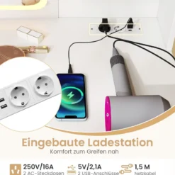 Schminktisch mit LED-Beleuchtung 3 Farben mit Einstellbarer Helligkeit Kosmetiktisch mit Spiegel Weiß