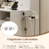Schminktisch mit LED-Beleuchtung & Ladestation & 3 Schubladen Schmuckschrank Frisiertisch