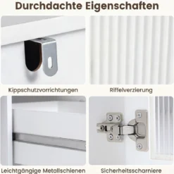 Schminktisch mit Spiegel Beleuchtung 3 Schubladen & Schrank Kosmetiktisch 106 x 40 x 134,5 cm Weiß