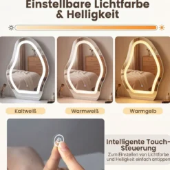 Schminktisch mit Spiegel Beleuchtung 3 Schubladen & Schrank Kosmetiktisch 106 x 40 x 134,5 cm Weiß