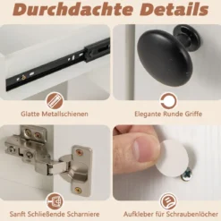 Schminktisch mit Spiegel & Beleuchtung & Hocker Frisiertisch Kosmetiktisch Weiß