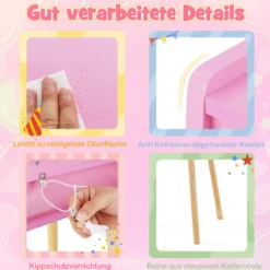 Schminktisch-Set für Kinder mit beleuchtetem Spiegel Kosmetiktisch und Stuhl-Set mit Prinzessinnen-Motiv Rosa