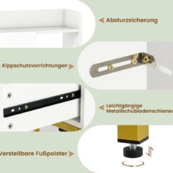 Schminktisch-Set mit Spiegel Schminktisch mit Ladestation Schubladen offenen Regalen und Spiegelschrank für Schlafzimmer Weiß