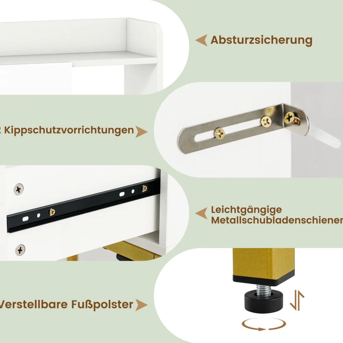 Schminktisch-Set mit Spiegel Schminktisch mit Ladestation Schubladen offenen Regalen und Spiegelschrank für Schlafzimmer Weiß