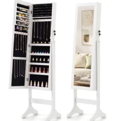 Schmuckschrank Abschließbarer Spiegelschrank mit Ganzkörperspiegel 40 x 36 x 156 cm