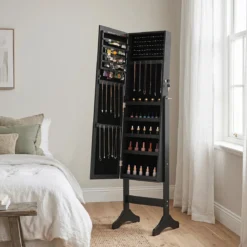 Schmuckschrank Abschließbarer Spiegelschrank mit Ganzkörperspiegel 40 x 36 x 156 cm