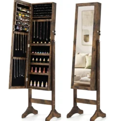 Schmuckschrank Abschließbarer Spiegelschrank mit Ganzkörperspiegel 40 x 36 x 156 cm
