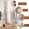 Schmuckschrank 360° Drehbar Spiegelschrank Abschließbar Schmuckregal mit Ganzkörperspiegel Natur