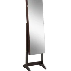 Schmuckschrank Freistehender Schmuckschrank mit Spiegel 41,5 X 36,5 X 156 cm Braun