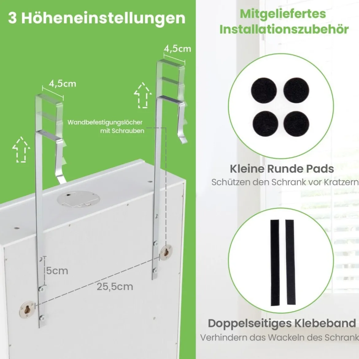 Schmuckschrank Hängend Sipegelschrank mit LED-Beleuchtung 36,5 x 11,5 x 120 cm Weiß