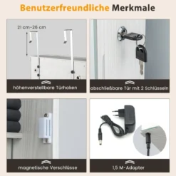 Schmuckschrank hängend Spiegelschrank abschließbar mit Dreifarbige LED Beleuchtung Weiß