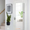 Schmuckschrank mit Ganzkörperspiegel & 3-farbigen Lichtern an der Wand/Tür Weiß