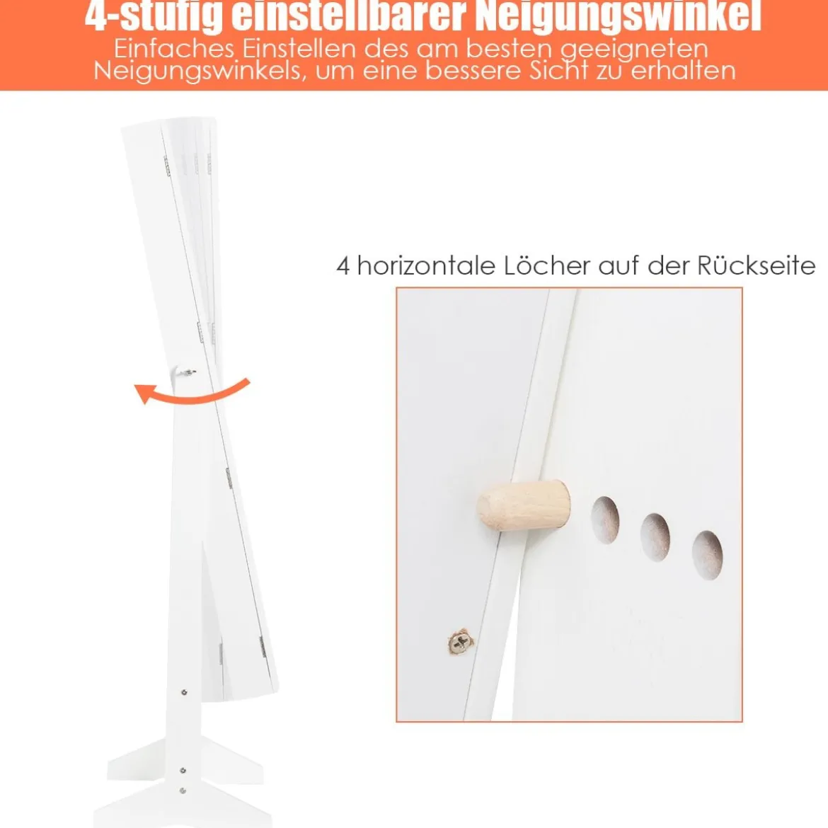 Schmuckschrank mit Ganzkörperspiegel Schmuckständer 41 x 36,5 x 146 cm Weiß