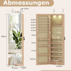 Schmuckschrank mit LED Beleuchtung Schmuckregal mit Spiegel Abschließbarer Spiegelschrank
