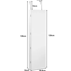 Schmuckschrank mit LED Beleuchtung Schmuckregal mit Spiegel Abschließbarer Spiegelschrank