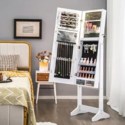 Schmuckschrank mit Spiegel & 3-farbigen LED Beleuchtung Spiegelschrank Schmuckregal