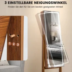 Schmuckschrank mit Spiegel & 3-farbigen LED Beleuchtung Spiegelschrank Schmuckregal