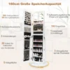 Schmuckschrank mit Spiegel Schmuck Spiegelschrank mit verstellbaren LED-Leuchten 54,5 x 54,5 x 160 cm Weiß