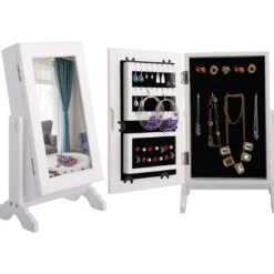 Schmuckschrank Schmuckregal Standspiegel mit Spiegel 23 x 14 x 34,5 cm