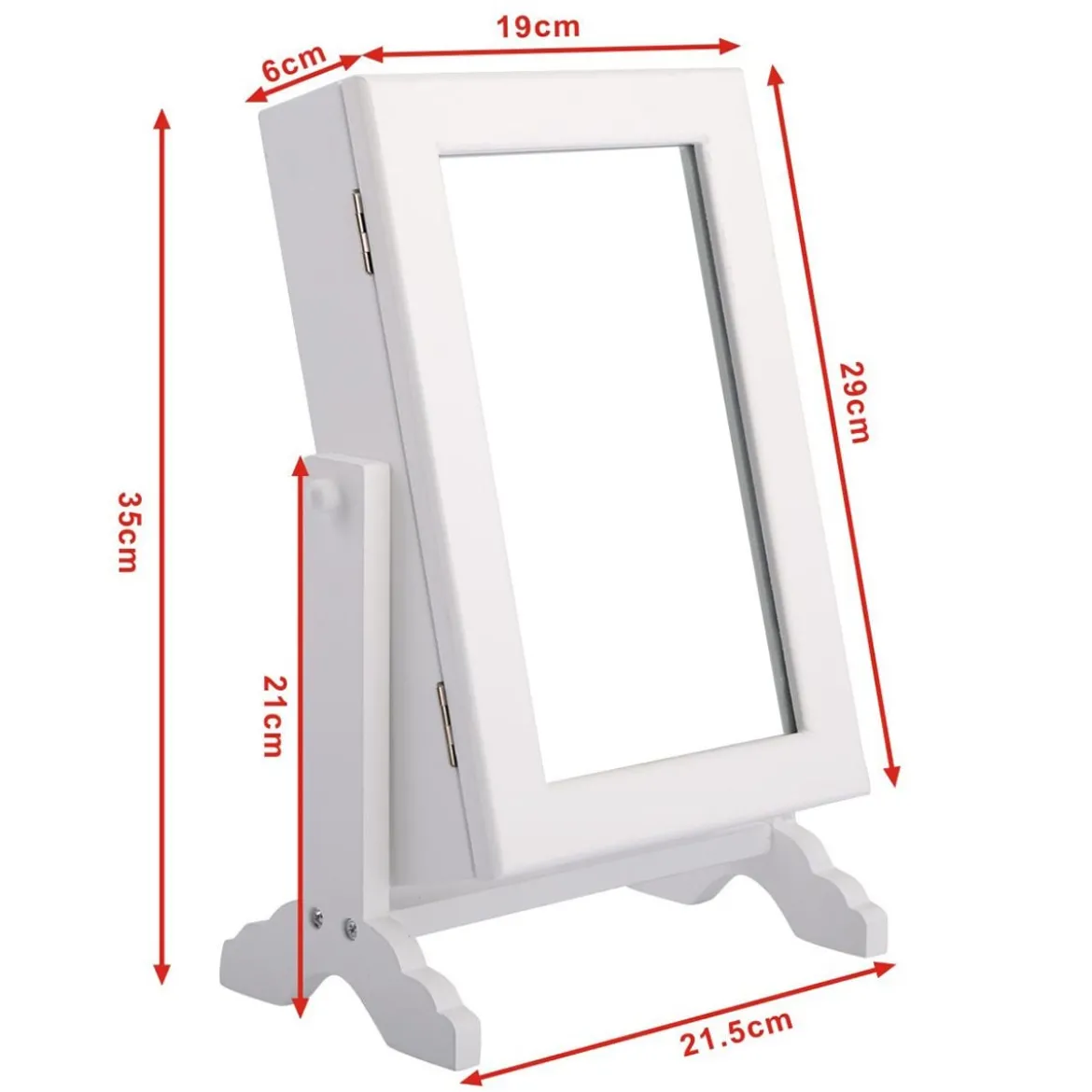 Schmuckschrank Schmuckregal Standspiegel mit Spiegel 23 x 14 x 34,5 cm